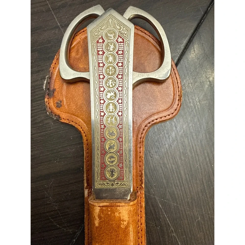 Vintage Ad-Craft Solingen Germany Zodiac Letter Opener and Scissors‎ Desk Set